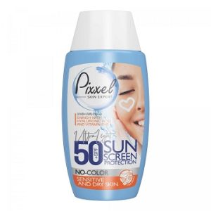 کرم ضد آفتاب بی رنگ پیکسل پوست مناسب خشک، نرمال و حساس با SPF50