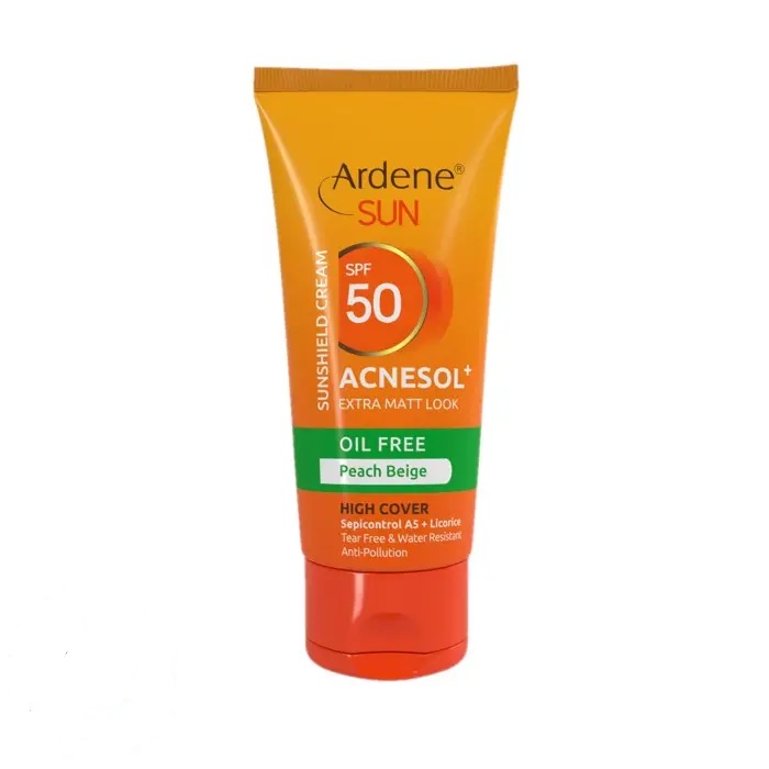 کرم ضد آفتاب رنگی بژ هلویی فاقد چربی آردن سان مدل Acnesol Plus با Spf50 حجم 50 میلی لیتر